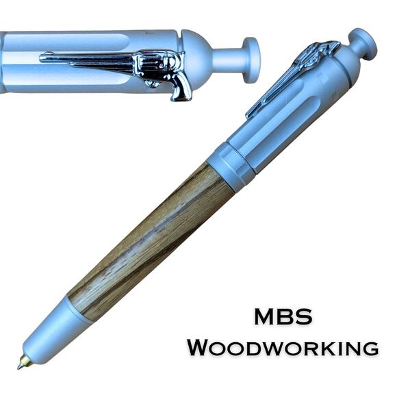 Handcrafted Wood Revolver Pen Pistol Shaped Clip Gun Lover Gift Exotic Cocobolo - Picture 5 of 7